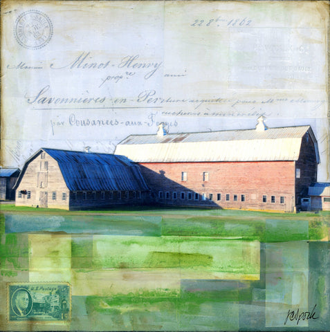 Sunrise Barn, 8" x 8" - J.C. Spock