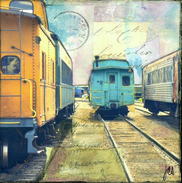 Turquoise Caboose, 4" x 4" - J.C. Spock