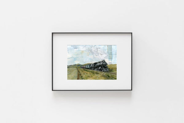 Train Study I, 4x6 original matted to 8x10