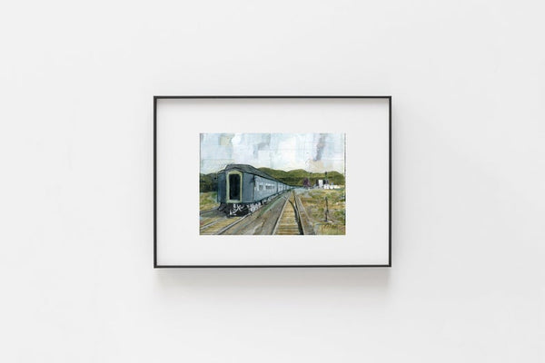 Train Study II, 4x6 original matted to 8x10